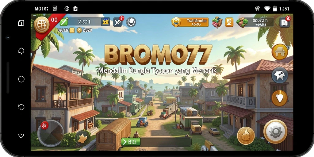 Screenshot BROMO77 menunjukkan gameplay dinamis sebagai game Tycoon.