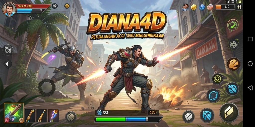 Tampilan gameplay menegangkan DIANA4D saat melawan musuh.