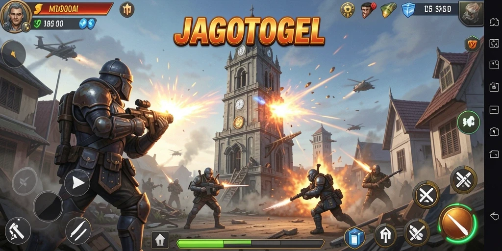 Screenshot JAGOTOGEL menunjukkan aksi menegangkan dalam menghadapi gelombang musuh.