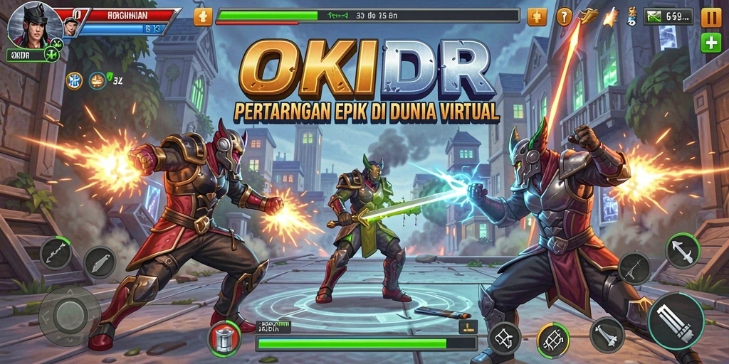 Tampilan pertarungan intens dalam gameplay OKIDR yang mendebarkan.