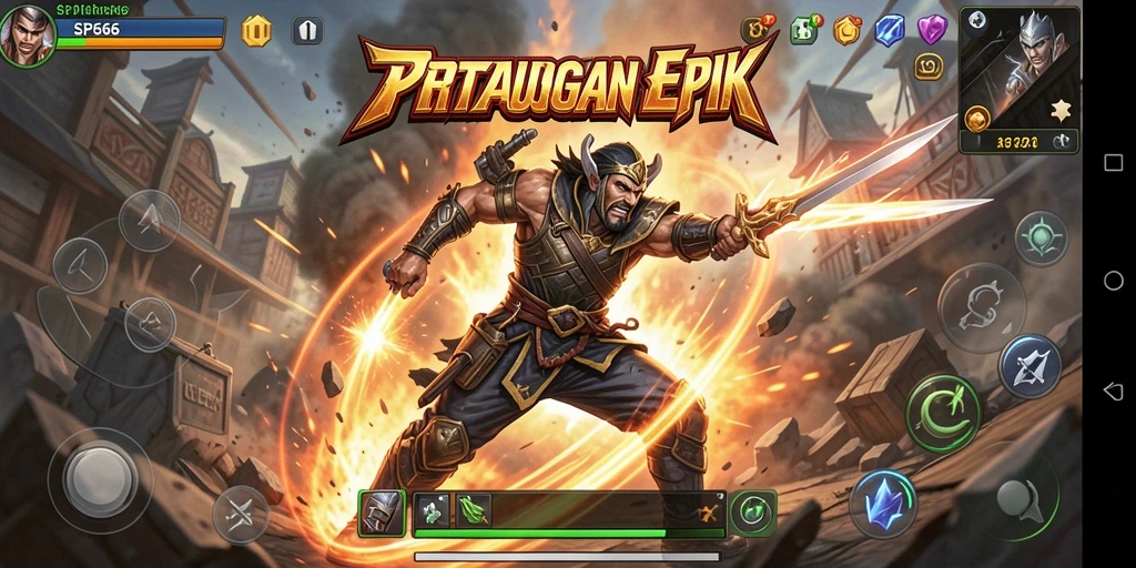 Screenshot SP666 menampilkan pertarungan menarik antara dua karakter yang kuat.