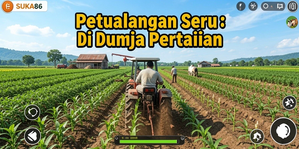 Tangkapan layar gameplay SUKA86 yang menunjukkan dunia pertanian yang hidup.