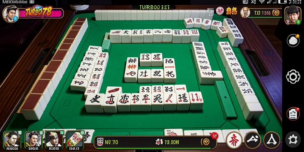 Tampilan gameplay Mahjong yang menarik dan penuh warna di TURBO78.