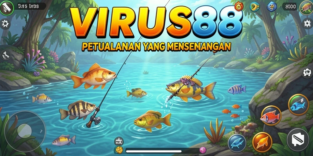 Gameplay memancing yang seru dan menantang dari VIRUS88.